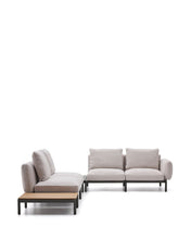 Load image into Gallery viewer, Sorells outdoor modular 4-seater corner sofa with beige upholstery and grey aluminium with teak table 353 x 316.5cm FSC 100% - image 4