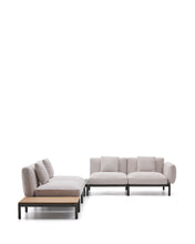 Load image into Gallery viewer, Sorells outdoor modular 4-seater corner sofa with beige upholstery and grey aluminium with teak table 353 x 316.5cm FSC 100% - image 6