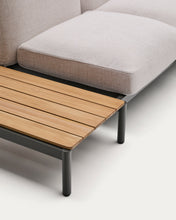 Load image into Gallery viewer, Sorells outdoor modular 4-seater corner sofa with beige upholstery and grey aluminium with teak table 353 x 316.5cm FSC 100% - image 8