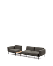 Load image into Gallery viewer, Sorells outdoor modular 3-seater sofa with grey upholstery and grey aluminium with teak table 341 x 113cm FSC 100% - image 2