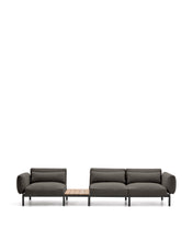 Load image into Gallery viewer, Sorells outdoor modular 3-seater sofa with grey upholstery and grey aluminium with teak table 341 x 113cm FSC 100% - image 3