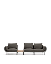 Load image into Gallery viewer, Sorells outdoor modular 3-seater sofa with grey upholstery and grey aluminium with teak table 341 x 113cm FSC 100% - image 4