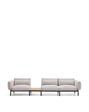 Load image into Gallery viewer, Sorells outdoor modular 3-seater sofa with beige upholstery and grey aluminium with teak table 341 x 113cm FSC 100% - image 3