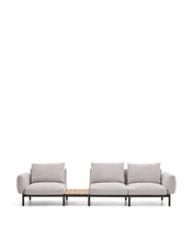 Load image into Gallery viewer, Sorells outdoor modular 3-seater sofa with beige upholstery and grey aluminium with teak table 341 x 113cm FSC 100% - image 4