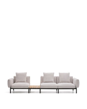 Load image into Gallery viewer, Sorells outdoor modular 3-seater sofa with beige upholstery and grey aluminium with teak table 341 x 113cm FSC 100% - image 5