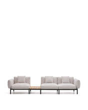 Load image into Gallery viewer, Sorells outdoor modular 3-seater sofa with beige upholstery and grey aluminium with teak table 341 x 113cm FSC 100% - image 6