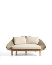 Load image into Gallery viewer, Olbia double sun lounger in synthetic rattan and FSC 100% solid teak wood - image 3