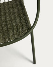 Load image into Gallery viewer, Atrani stackable armchair in galvanized steel and green rope - image 8