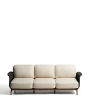 Load image into Gallery viewer, Alipa 3-seater sofa in solid acacia wood and dark grey rope cord 235 cm FSC 100%
