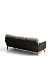 Load image into Gallery viewer, Alipa 3-seater sofa in solid acacia wood and dark grey rope cord 235 cm FSC 100% - image 3