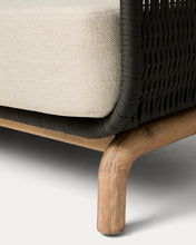 Load image into Gallery viewer, Alipa 3-seater sofa in solid acacia wood and dark grey rope cord 235 cm FSC 100% - image 6
