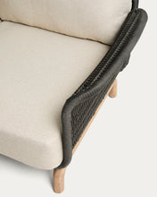 Load image into Gallery viewer, Alipa 3-seater sofa in solid acacia wood and dark grey rope cord 235 cm FSC 100% - image 7