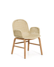 Load image into Gallery viewer, Alipa chair with armrests in FSC 100% solid acacia wood and ecru rope cord