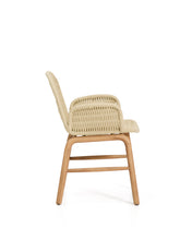 Load image into Gallery viewer, Alipa chair with armrests in FSC 100% solid acacia wood and ecru rope cord - image 2