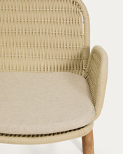 Load image into Gallery viewer, Alipa chair with armrests in FSC 100% solid acacia wood and ecru rope cord - image 14