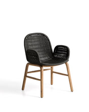 Load image into Gallery viewer, Alipa chair with armrests in FSC 100% solid acacia wood and dark grey rope cord