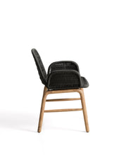 Load image into Gallery viewer, Alipa chair with armrests in FSC 100% solid acacia wood and dark grey rope cord - image 3