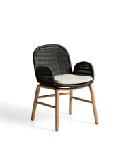 Load image into Gallery viewer, Alipa chair with armrests in FSC 100% solid acacia wood and dark grey rope cord - image 4