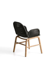Load image into Gallery viewer, Alipa chair with armrests in FSC 100% solid acacia wood and dark grey rope cord - image 5