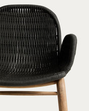 Load image into Gallery viewer, Alipa chair with armrests in FSC 100% solid acacia wood and dark grey rope cord - image 10