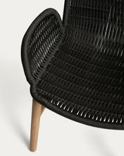 Load image into Gallery viewer, Alipa chair with armrests in FSC 100% solid acacia wood and dark grey rope cord - image 11