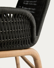 Load image into Gallery viewer, Alipa chair with armrests in FSC 100% solid acacia wood and dark grey rope cord - image 12