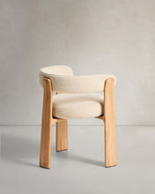 Load image into Gallery viewer, Granite 3-leg beige outdoor chair with FSC 100% solid teak wood legs in a natural finish - image 3