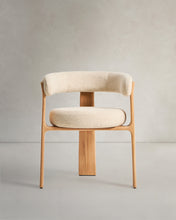 Load image into Gallery viewer, Granite 3-leg beige outdoor chair with FSC 100% solid teak wood legs in a natural finish - image 4