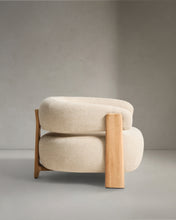 Load image into Gallery viewer, Granite outdoor armchair in beige with legs in FSC 100% solid teak wood in a natural finish - image 2