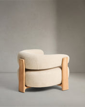 Load image into Gallery viewer, Granite outdoor armchair in beige with legs in FSC 100% solid teak wood in a natural finish - image 3