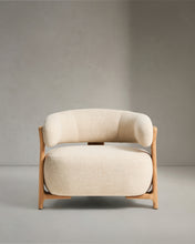 Load image into Gallery viewer, Granite outdoor armchair in beige with legs in FSC 100% solid teak wood in a natural finish - image 4