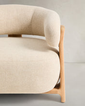 Load image into Gallery viewer, Granite outdoor armchair in beige with legs in FSC 100% solid teak wood in a natural finish - image 6