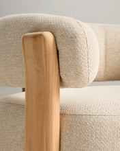 Load image into Gallery viewer, Granite outdoor armchair in beige with legs in FSC 100% solid teak wood in a natural finish - image 8