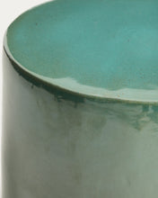 Load image into Gallery viewer, Mesquida outdoor side table in ceramic with glazed turquoise finish Ø 35cm - image 4