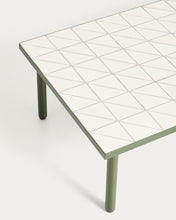 Load image into Gallery viewer, Maurina coffee table in green galvanised steel with ecru tiles 122 x 61cm - image 4