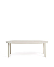Load image into Gallery viewer, Erice oval table in aluminium and ecru tempered glass 230 x 100 cm