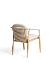 Load image into Gallery viewer, Sirte stackable outdoor chair in aluminium with wood-effect finish and ecru rope cord - image 3