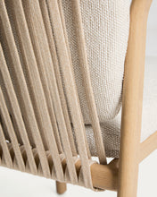 Load image into Gallery viewer, Sirte stackable outdoor chair in aluminium with wood-effect finish and ecru rope cord - image 12