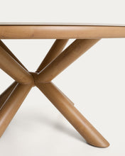 Load image into Gallery viewer, Mirtia outdoor table in wood-effect aluminium and ecru sintered stone Ø 148cm - image 4