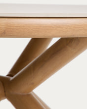 Load image into Gallery viewer, Mirtia outdoor table in wood-effect aluminium and ecru sintered stone Ø 148cm - image 7