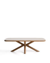 Load image into Gallery viewer, Mirtia outdoor table in wood-effect aluminium and ecru sintered stone 240 x 110cm