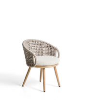Load image into Gallery viewer, Lidario outdoor chair in wood-effect aluminium and taupe synthetic rope cord