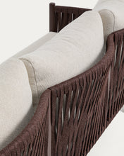 Load image into Gallery viewer, Aleria set with 3-seater sofa, 2 armchairs and coffee table in brown aluminium and synthetic rope cord - image 8