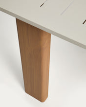Load image into Gallery viewer, Livorno extendable table in ecru aluminium with wood-effect legs 233(350) x 100cm - image 7