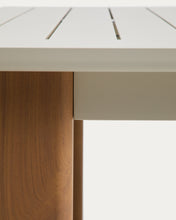 Load image into Gallery viewer, Livorno extendable table in ecru aluminium with wood-effect legs 233(350) x 100cm - image 9