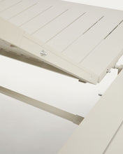 Load image into Gallery viewer, Livorno extendable table in ecru aluminium with wood-effect legs 233(350) x 100cm - image 11