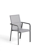 Load image into Gallery viewer, Canea stackable outdoor chair in grey texteline and graphite aluminium