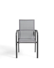 Load image into Gallery viewer, Canea stackable outdoor chair in grey texteline and graphite aluminium - image 2
