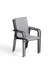 Load image into Gallery viewer, Canea stackable outdoor chair in grey texteline and graphite aluminium - image 3