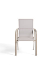 Load image into Gallery viewer, Canea stackable outdoor chair in beige texteline and taupe aluminium - image 2